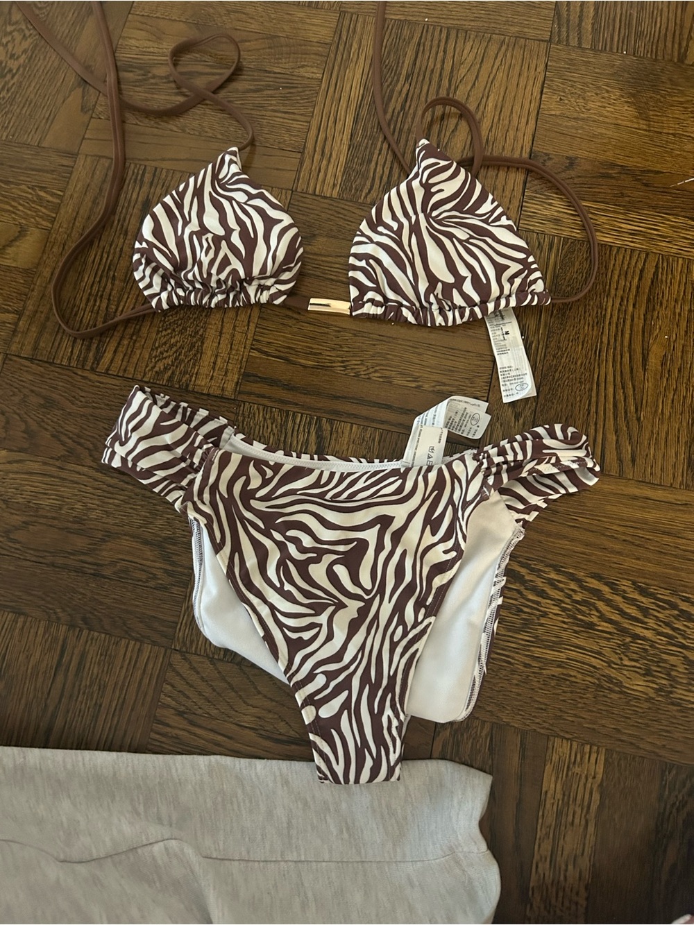 Abercrombie & Fitch Brown and White Zebra Print Bikini